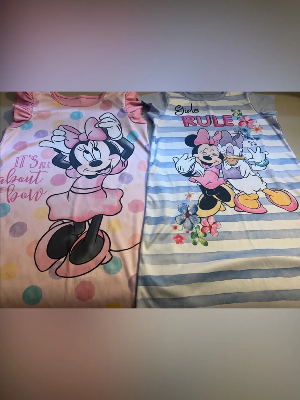 Disney Minnie Mouse Girls' Pink & Light Blue Cotton Nightgowns Set
